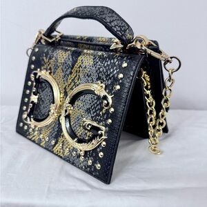 Luxury Black and Gold Designer Handbag Double Sided